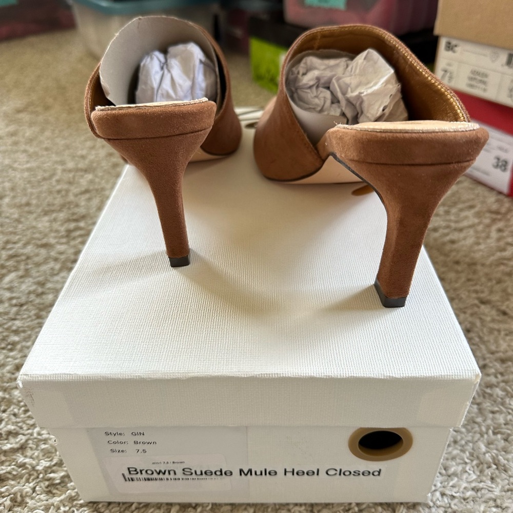 Brown Suede New Mules